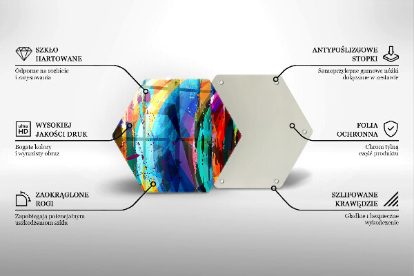 Steklena podloga za rezanje Pisani barvni madeži