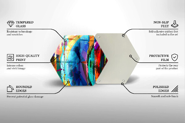 Steklena podloga za rezanje Pisani barvni madeži