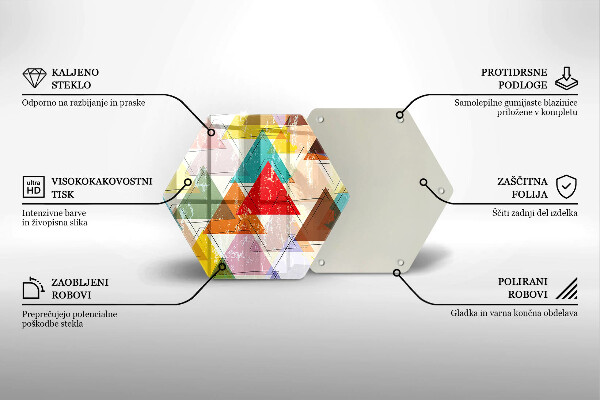 Steklena podloga za rezanje Pobarvani trikotniki