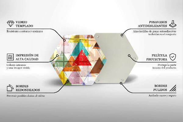 Steklena podloga za rezanje Pobarvani trikotniki