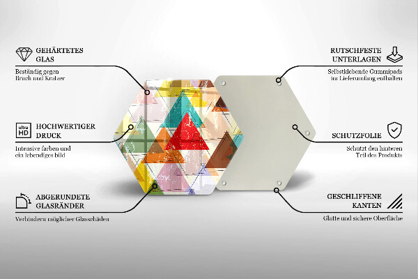 Steklena podloga za rezanje Pobarvani trikotniki
