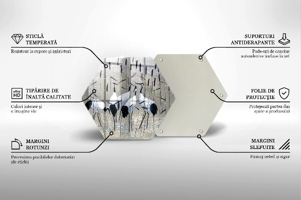 Steklena podloga za rezanje Japonski žerjavi
