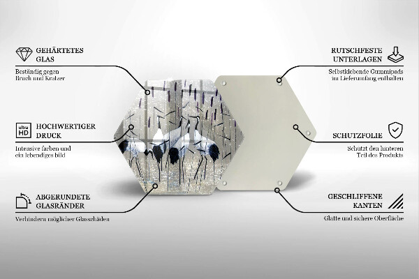 Steklena podloga za rezanje Japonski žerjavi
