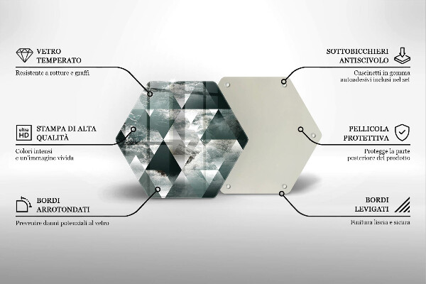 Steklena podloga za rezanje Trikotniki in voda