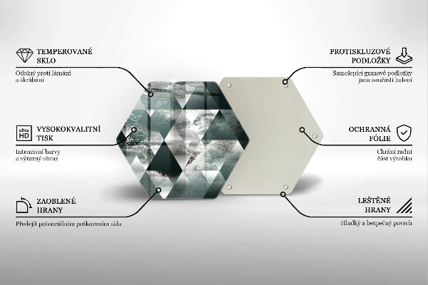 Steklena podloga za rezanje Trikotniki in voda