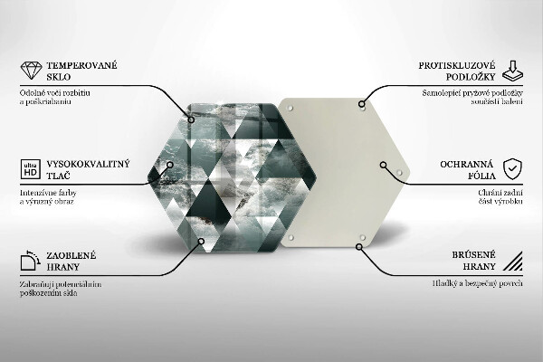 Steklena podloga za rezanje Trikotniki in voda