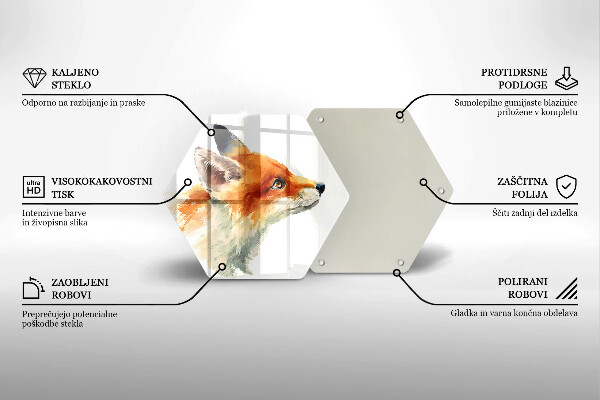 Steklena podloga za rezanje Pobarvana lisica