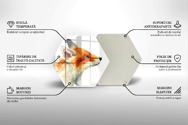 Steklena podloga za rezanje Pobarvana lisica