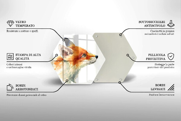 Steklena podloga za rezanje Pobarvana lisica