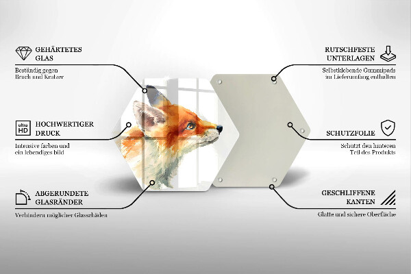 Steklena podloga za rezanje Pobarvana lisica