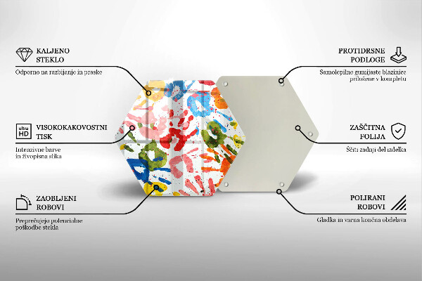 Steklena podloga za rezanje Sledi otroških rok