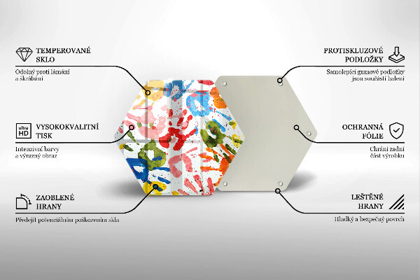 Steklena podloga za rezanje Sledi otroških rok
