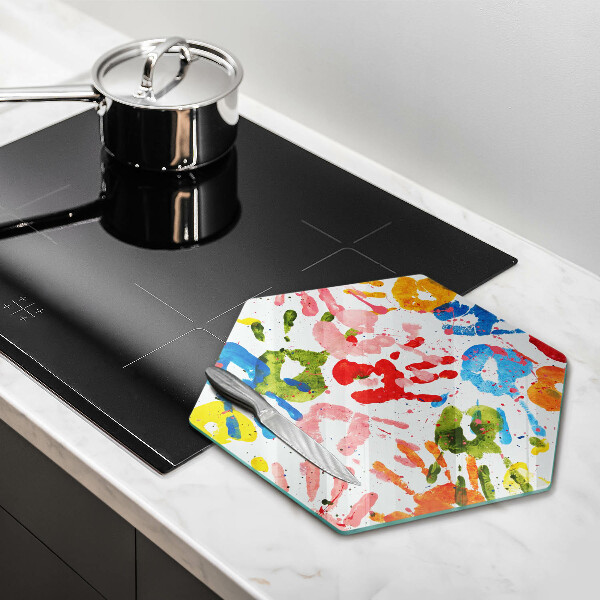 Steklena podloga za rezanje Sledi otroških rok