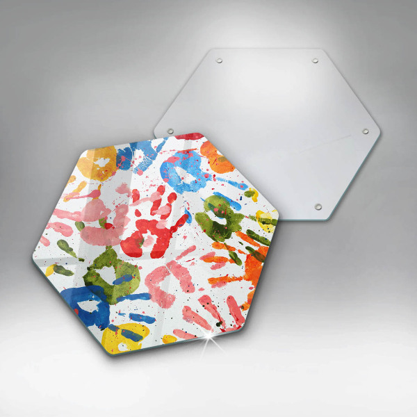 Steklena podloga za rezanje Sledi otroških rok