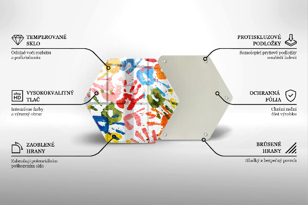 Steklena podloga za rezanje Sledi otroških rok