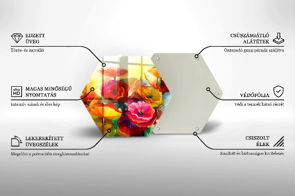 Steklena podloga za rezanje Poslikane pisane rože