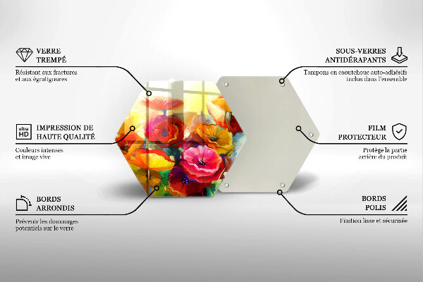 Steklena podloga za rezanje Poslikane pisane rože