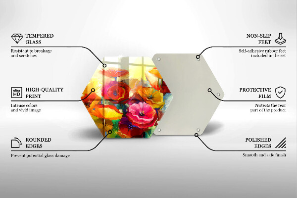 Steklena podloga za rezanje Poslikane pisane rože