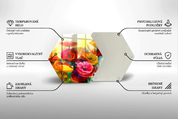 Steklena podloga za rezanje Poslikane pisane rože