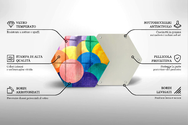 Steklena podloga za rezanje Pisani krogi