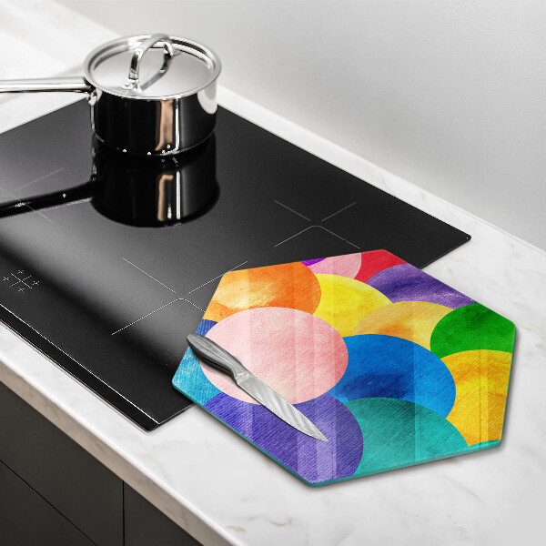 Steklena podloga za rezanje Pisani krogi