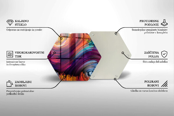 Steklena podloga za rezanje Barvni poudarki