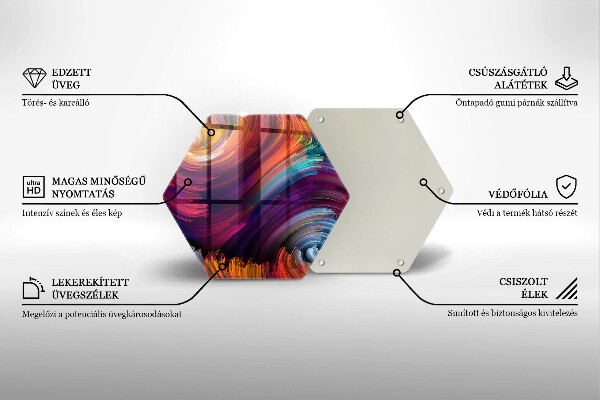 Steklena podloga za rezanje Barvni poudarki