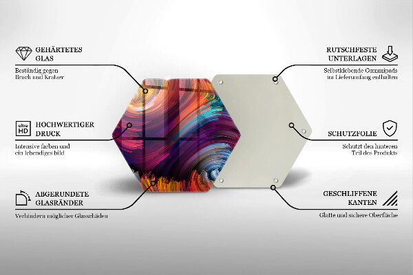 Steklena podloga za rezanje Barvni poudarki