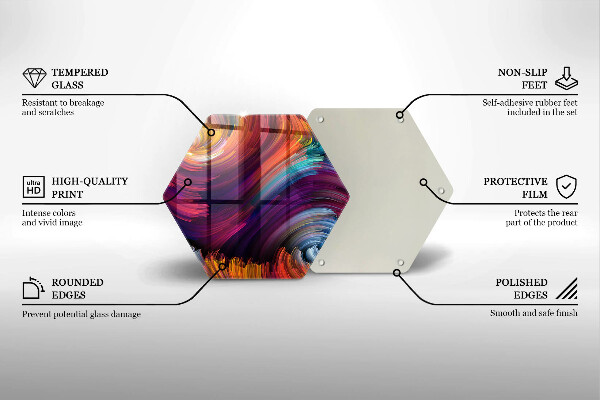 Steklena podloga za rezanje Barvni poudarki