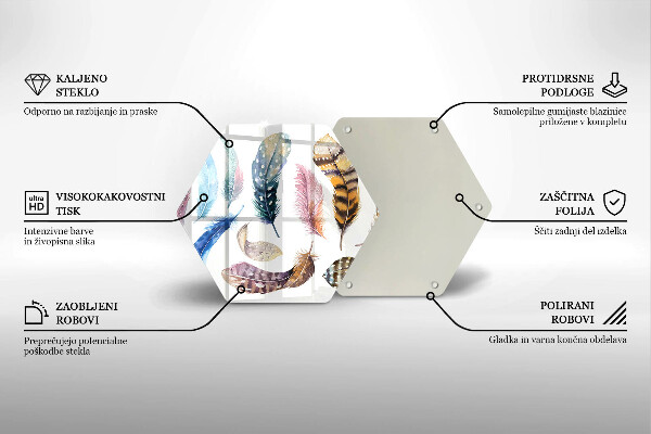 Steklena podloga za rezanje Pisano ptičje perje