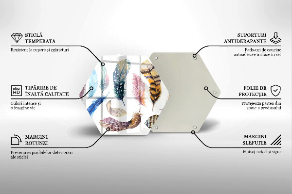 Steklena podloga za rezanje Pisano ptičje perje