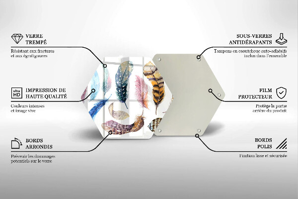 Steklena podloga za rezanje Pisano ptičje perje
