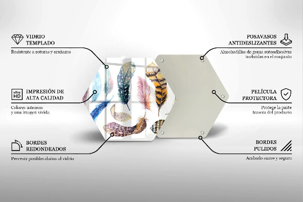 Steklena podloga za rezanje Pisano ptičje perje