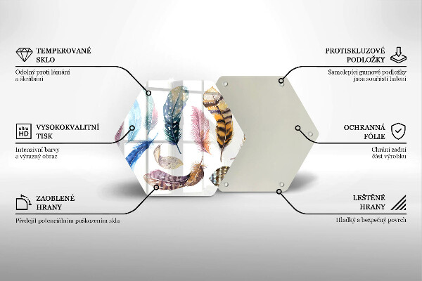 Steklena podloga za rezanje Pisano ptičje perje