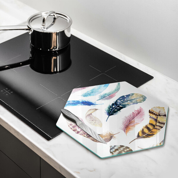 Steklena podloga za rezanje Pisano ptičje perje