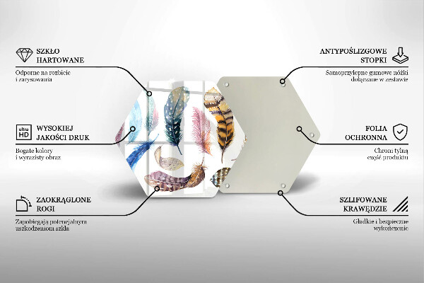 Steklena podloga za rezanje Pisano ptičje perje