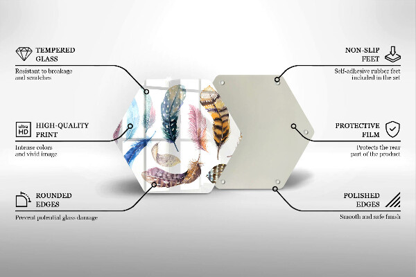 Steklena podloga za rezanje Pisano ptičje perje