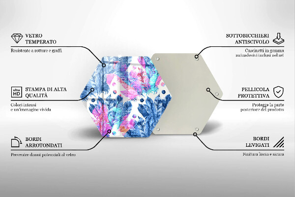 Steklena podloga za rezanje Boho ilustracija perja