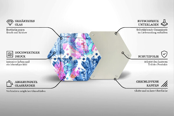 Steklena podloga za rezanje Boho ilustracija perja