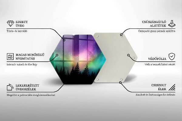 Steklena podloga za rezanje Aurora borealis in gozd