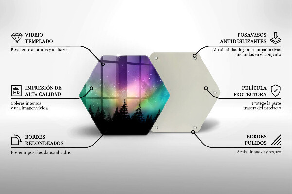 Steklena podloga za rezanje Aurora borealis in gozd