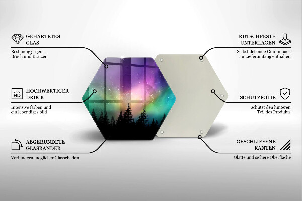 Steklena podloga za rezanje Aurora borealis in gozd