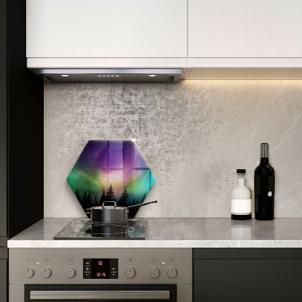 Steklena podloga za rezanje Aurora borealis in gozd