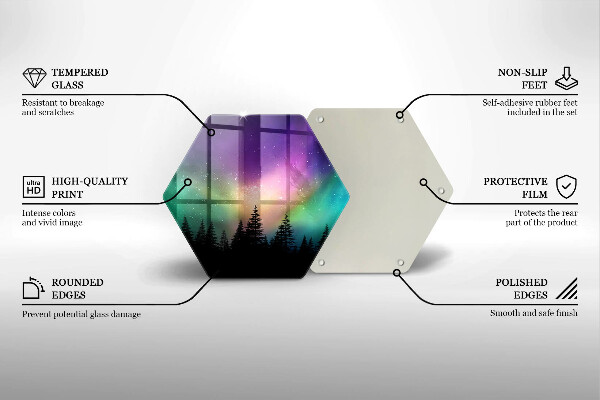 Steklena podloga za rezanje Aurora borealis in gozd