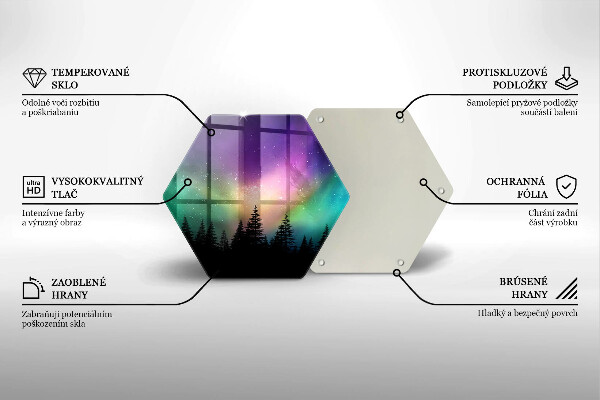 Steklena podloga za rezanje Aurora borealis in gozd