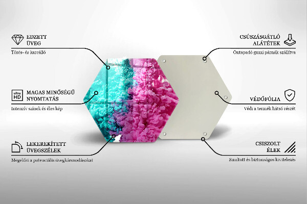 Steklena podloga za rezanje Turkizno-roza dim