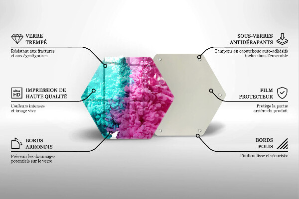 Steklena podloga za rezanje Turkizno-roza dim