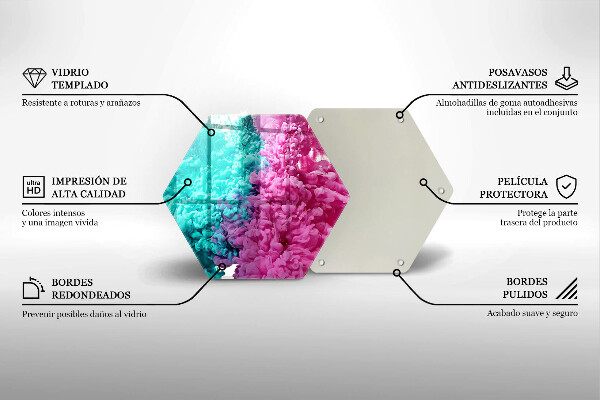 Steklena podloga za rezanje Turkizno-roza dim