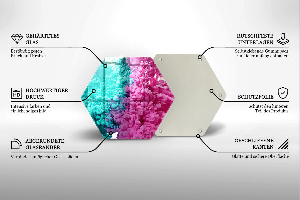 Steklena podloga za rezanje Turkizno-roza dim