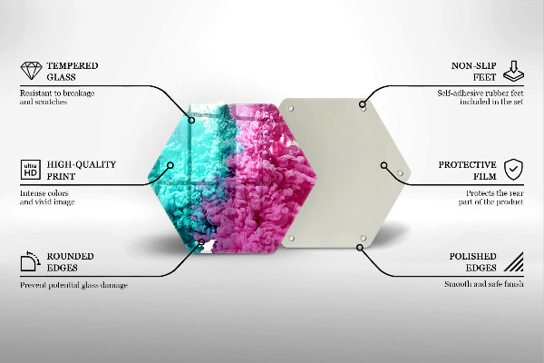 Steklena podloga za rezanje Turkizno-roza dim
